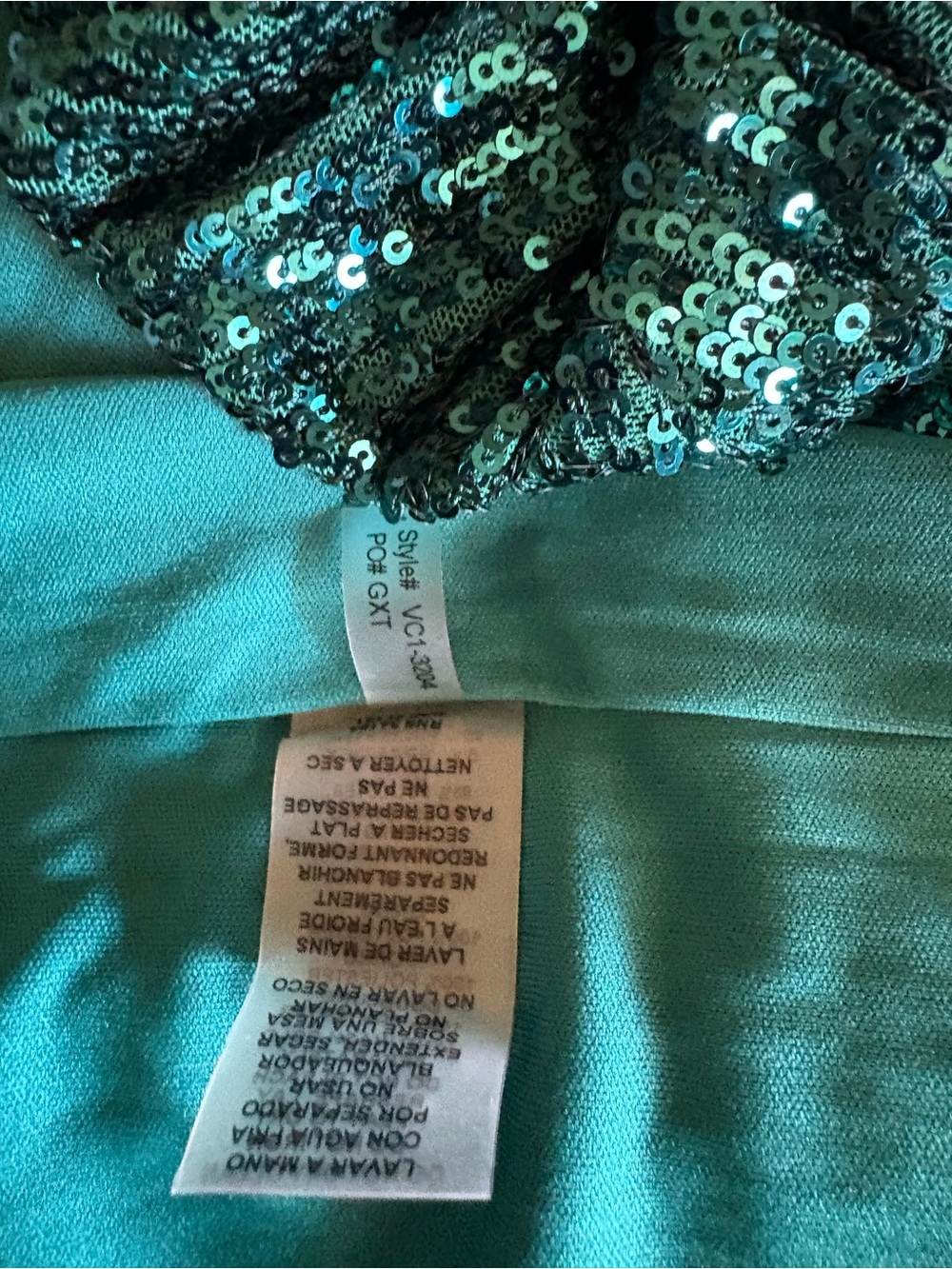 Vince Camuto Emerald Green Sequined Balloon Sleeve Sheath Dress Size 12 VCI 3204 - Picture 11 of 16